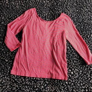 J. Crew Ballet Tee Red White Striped 3/4 sleeve top